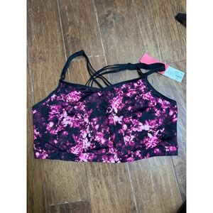 LIVI Active Black Pink Sports Bra Tank Top Plus Size 22 24 No Wire Wicking